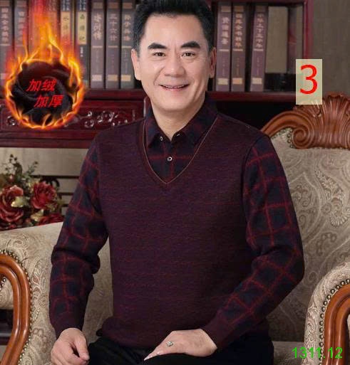 25HA1311.12 - ÁO LEN NAM CỔ SƠ MI LÓT LÔNG TRUNG NIÊN