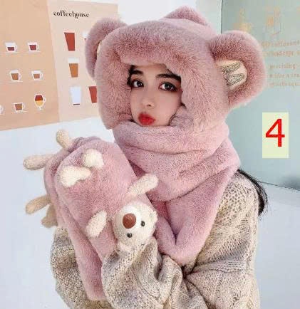 25HA1411.06 - MŨ GẤU TÍCH HỢP KHĂN QUÀNG VÀ BAO TAY CHO NỮ