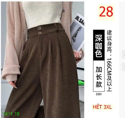 25HA1411.19 - QUÂN ÂU ỐNG ĐỨNG NHUNG TĂM CHO NỮ