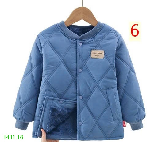 25HA1411.18 - ÁO KHOÁC TRẦN TRÁM CỔ TRÒN LÓT LÔNG CHO BÉ