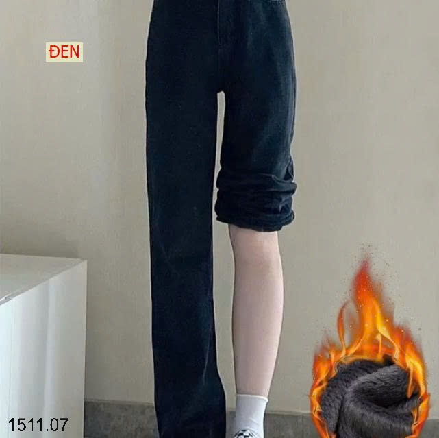 25HA1511.07 - QUẦN JEAN ỐNG RỘNG LÓT LÔNG CHO NỮ