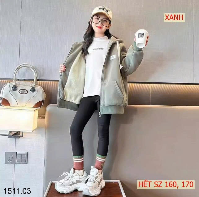 25HA1511.03 - ÁO KHOÁC NỈ LÓT LÔNG SIZE ĐẠI BÉ GÁI