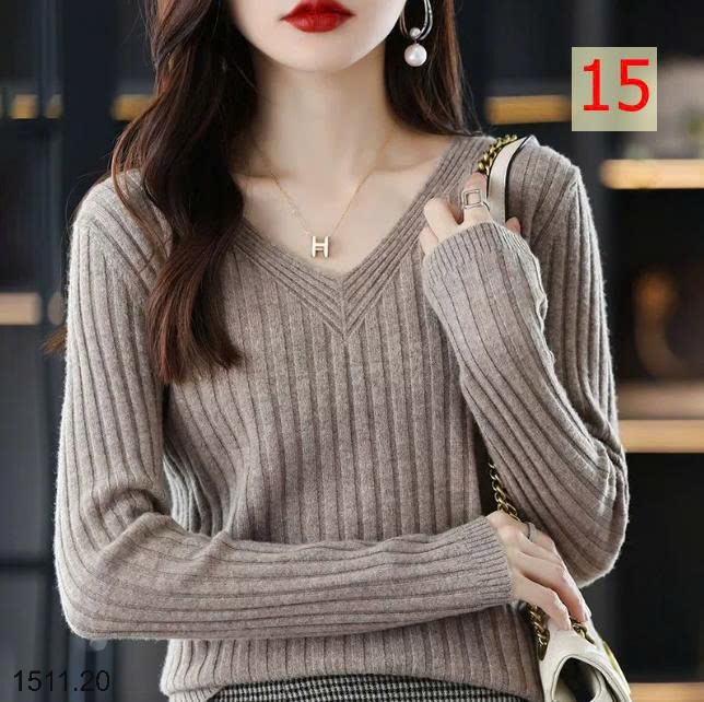 25HA1511.20 - ÁO LEN CỔ V CHO NỮ