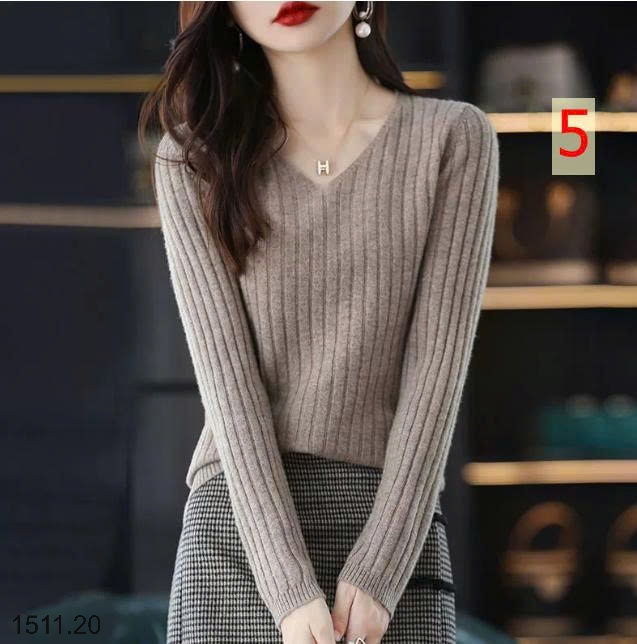 25HA1511.20 - ÁO LEN CỔ V CHO NỮ