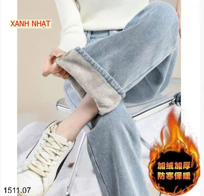 25HA1511.07 - QUẦN JEAN ỐNG RỘNG LÓT LÔNG CHO NỮ