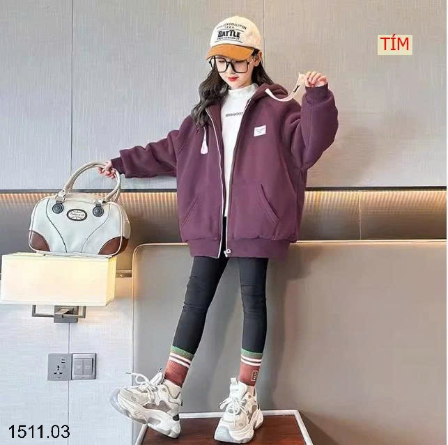 25HA1511.03 - ÁO KHOÁC NỈ LÓT LÔNG SIZE ĐẠI BÉ GÁI