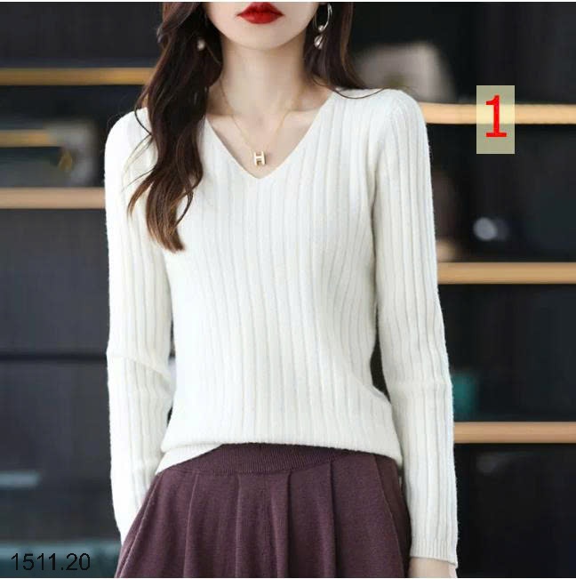 25HA1511.20 - ÁO LEN CỔ V CHO NỮ