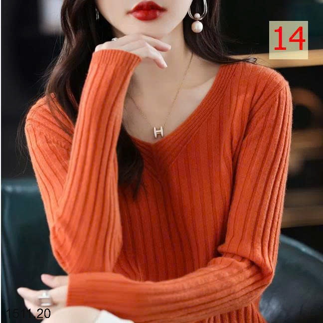 25HA1511.20 - ÁO LEN CỔ V CHO NỮ