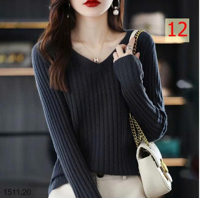 25HA1511.20 - ÁO LEN CỔ V CHO NỮ