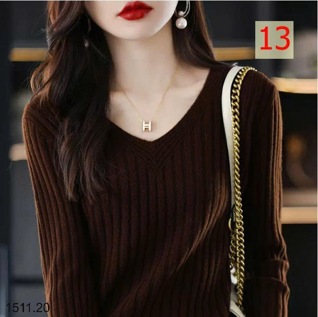 25HA1511.20 - ÁO LEN CỔ V CHO NỮ