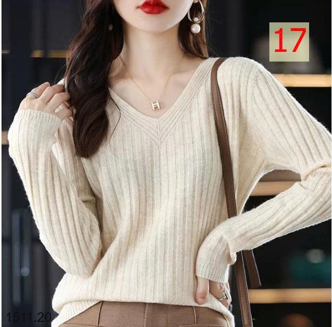 25HA1511.20 - ÁO LEN CỔ V CHO NỮ