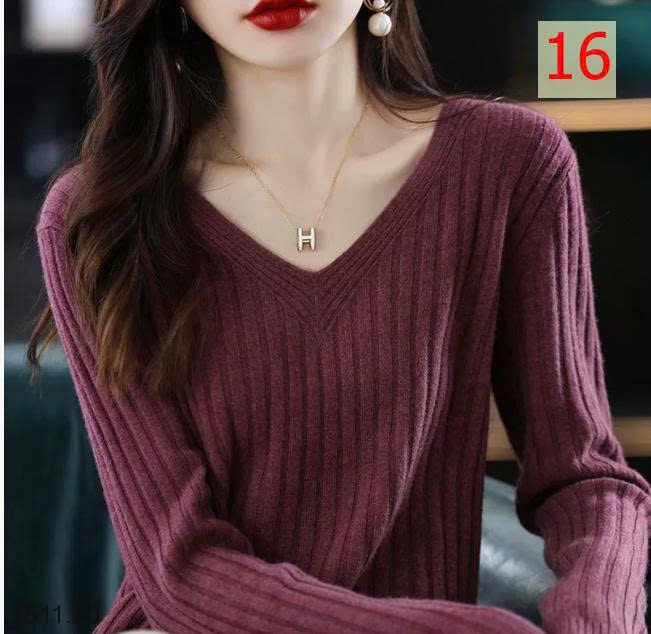 25HA1511.20 - ÁO LEN CỔ V CHO NỮ
