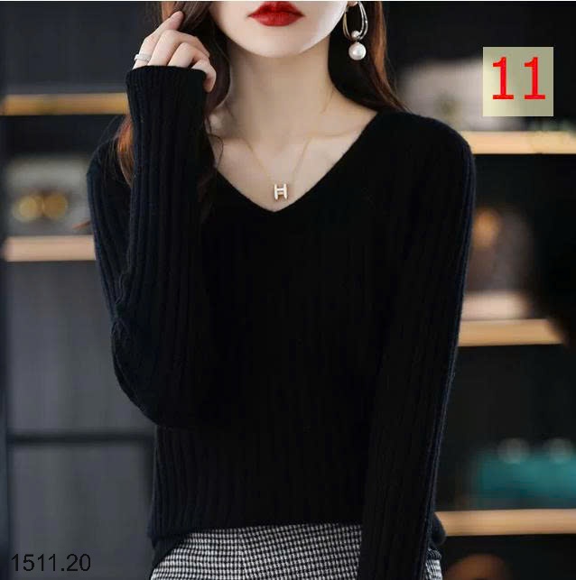 25HA1511.20 - ÁO LEN CỔ V CHO NỮ