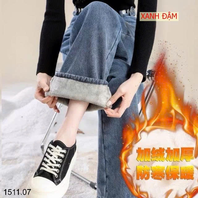25HA1511.07 - QUẦN JEAN ỐNG RỘNG LÓT LÔNG CHO NỮ