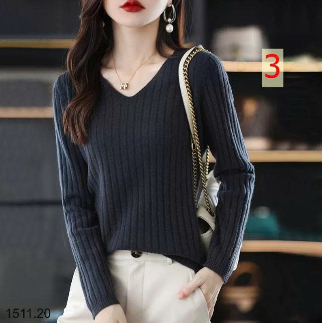 25HA1511.20 - ÁO LEN CỔ V CHO NỮ