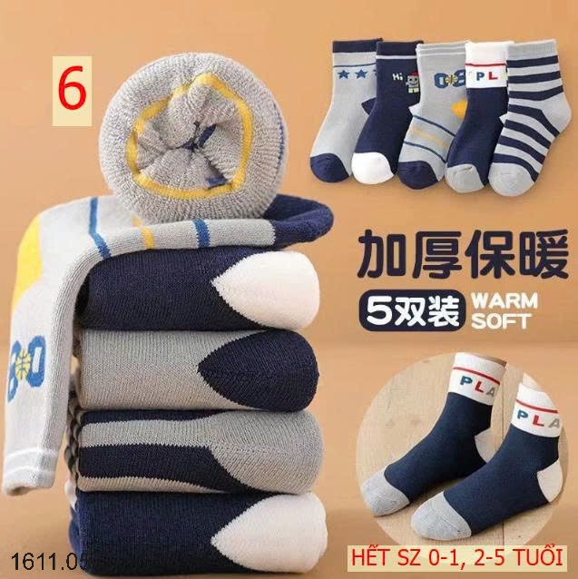 25HA1611.05 - SET 10 ĐÔI TẤT BÔNG DÀY ẤM CHO BÉ