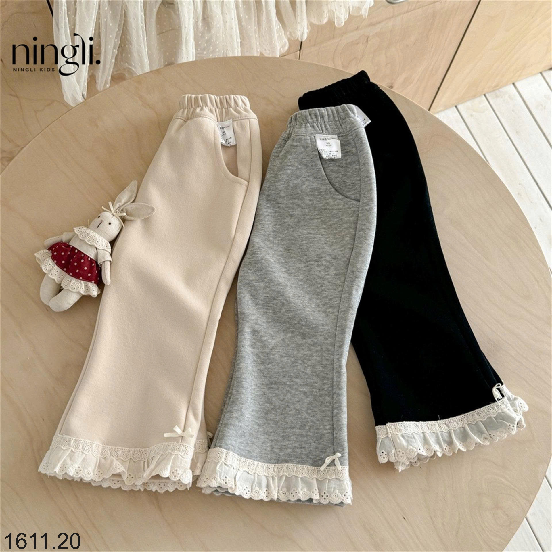 25HA1611.20 - QUẦN NỈ VIỀN REN ỐNG LOE BG NINGLI