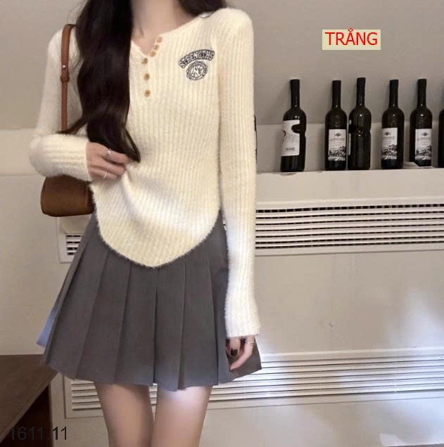 25HA1611.11 - ÁO LEN GÂN DÀI TAY CHO NỮ