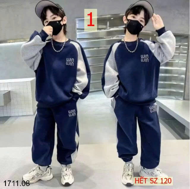 25HA1711.08 - BỘ NỈ THU ĐÔNG BÉ TRAI BÉ GÁI SIZE ĐẠI