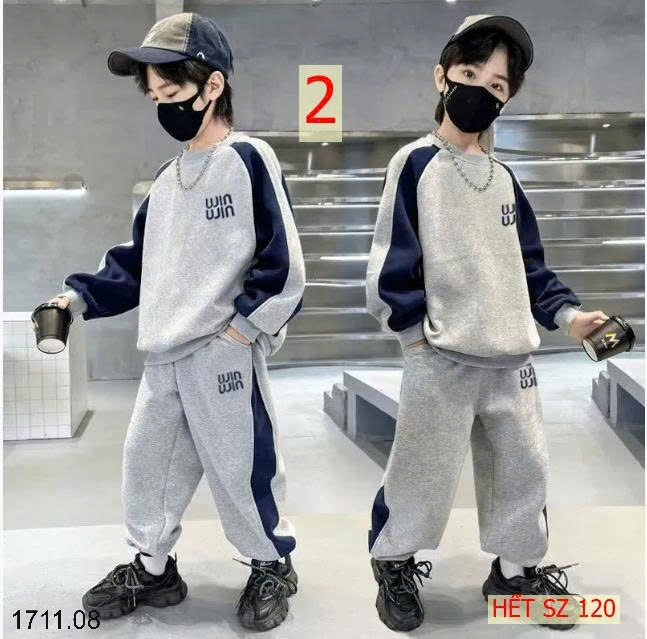 25HA1711.08 - BỘ NỈ THU ĐÔNG BÉ TRAI BÉ GÁI SIZE ĐẠI