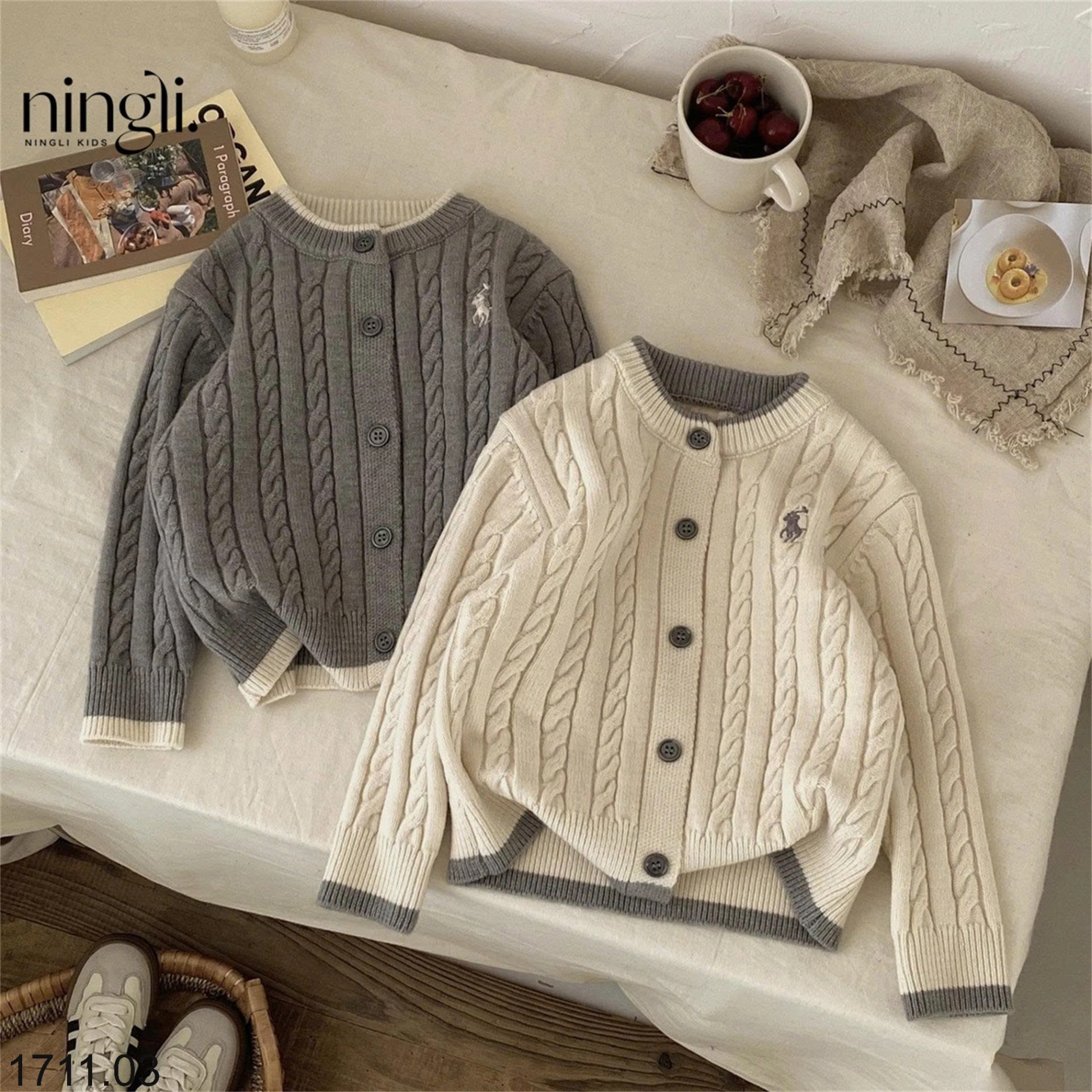 25HA1711.03 - ÁO CARDIGAN THƯƠNG HIỆU LEMON CHO BÉ