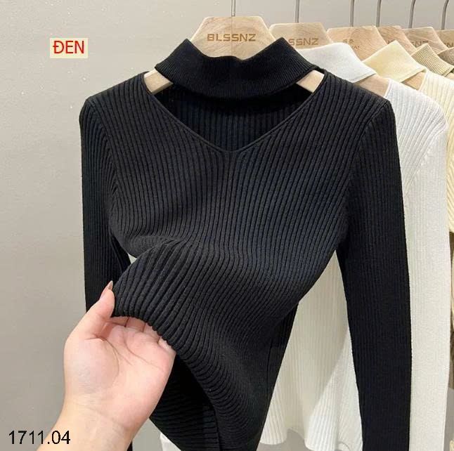 25HA1711.04 - ÁO LEN CỔ V ĐIỆU ĐÀ