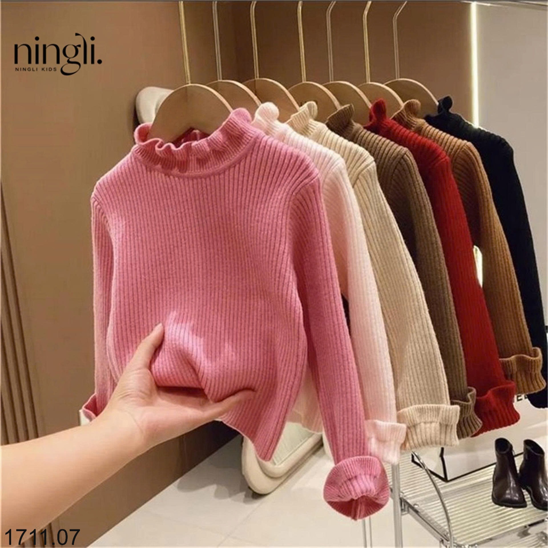 25HA1711.07 - ÁO LEN CỔ VIỀN BÈO BG NINGLI