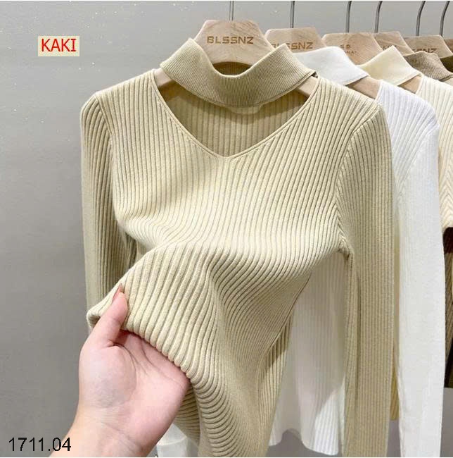 25HA1711.04 - ÁO LEN CỔ V ĐIỆU ĐÀ