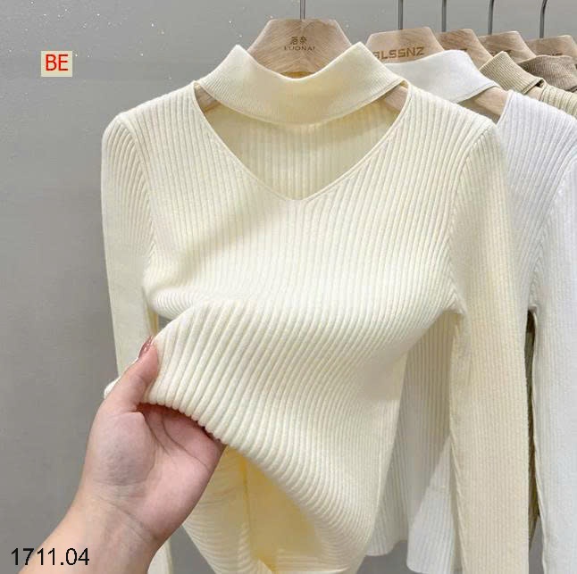 25HA1711.04 - ÁO LEN CỔ V ĐIỆU ĐÀ