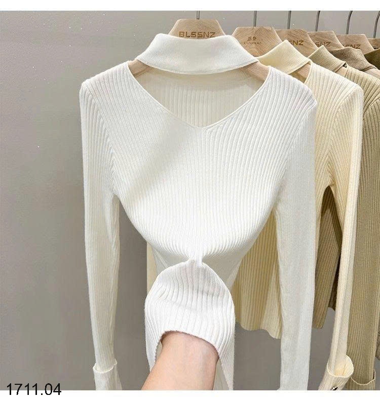 25HA1711.04 - ÁO LEN CỔ V ĐIỆU ĐÀ