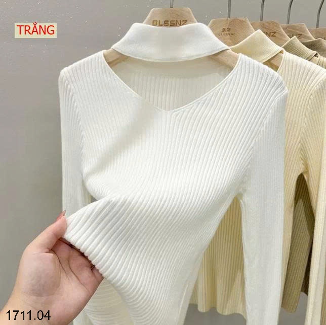 25HA1711.04 - ÁO LEN CỔ V ĐIỆU ĐÀ