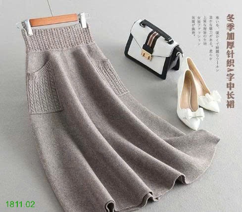 25HA1811.02 - CHÂN VÁY LEN NỮ 2 TÚI TRƯỚC
