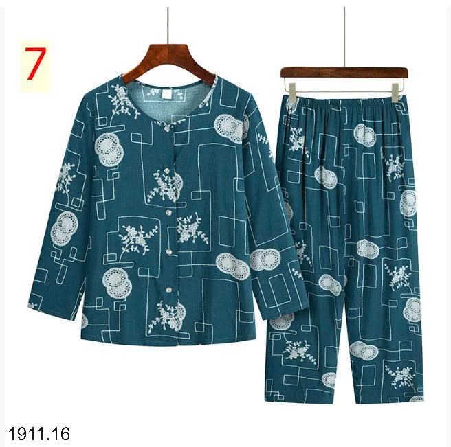 25HA1911.16 - BỘ LANH LỤA TRUNG NIÊN HOA CHO MẸ