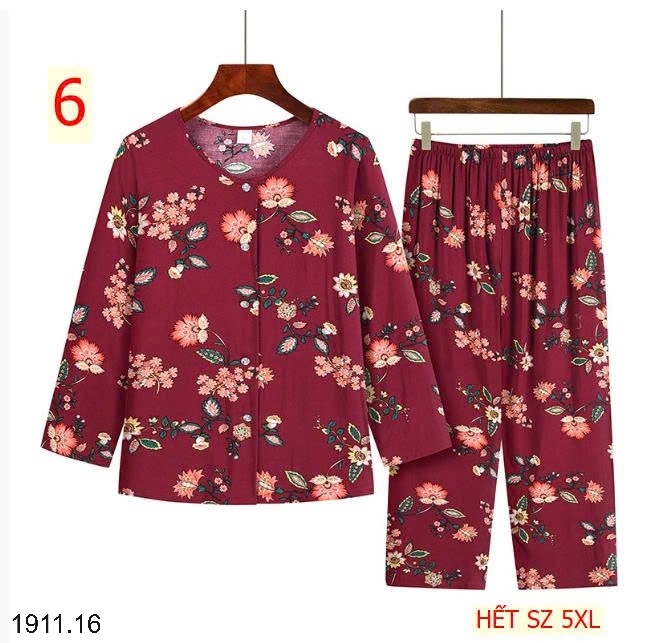25HA1911.16 - BỘ LANH LỤA TRUNG NIÊN HOA CHO MẸ