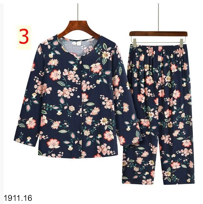 25HA1911.16 - BỘ LANH LỤA TRUNG NIÊN HOA CHO MẸ
