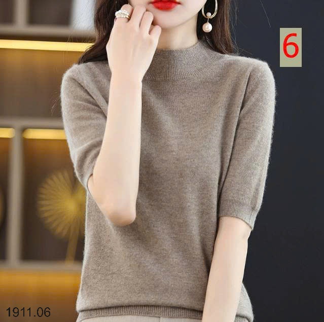 25HA1911.06 - ÁO LEN CỔ LỌ NỮ TAY LỬNG