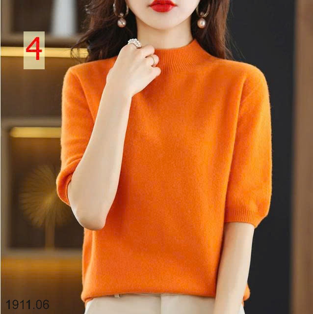 25HA1911.06 - ÁO LEN CỔ LỌ NỮ TAY LỬNG
