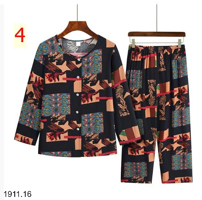 25HA1911.16 - BỘ LANH LỤA TRUNG NIÊN HOA CHO MẸ