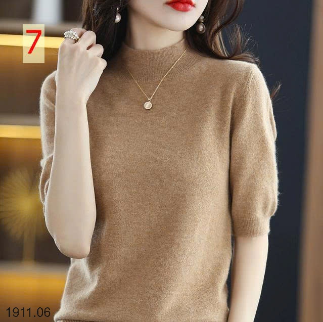 25HA1911.06 - ÁO LEN CỔ LỌ NỮ TAY LỬNG