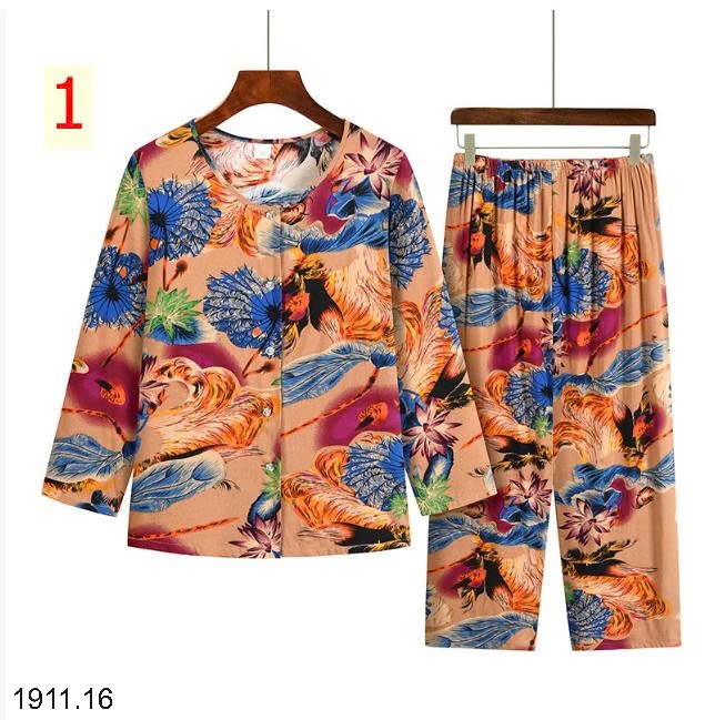 25HA1911.16 - BỘ LANH LỤA TRUNG NIÊN HOA CHO MẸ
