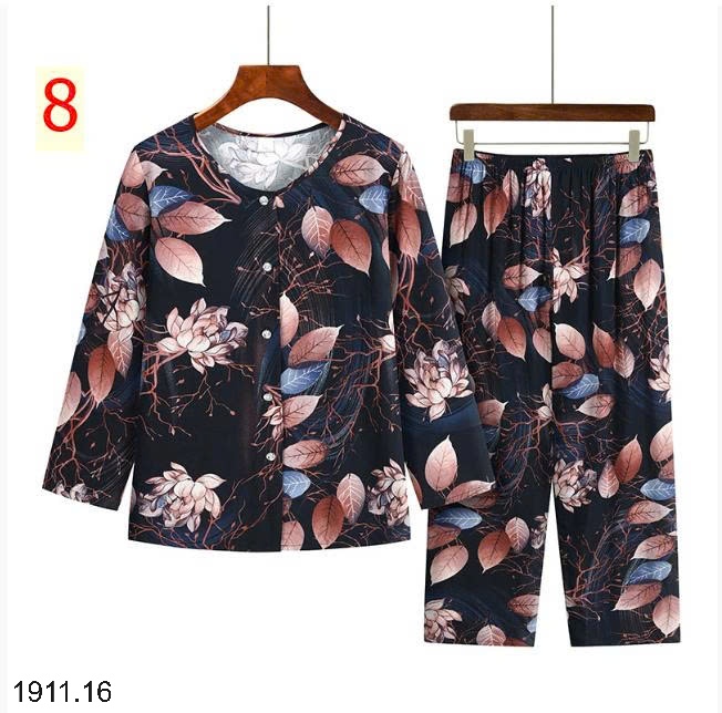 25HA1911.16 - BỘ LANH LỤA TRUNG NIÊN HOA CHO MẸ