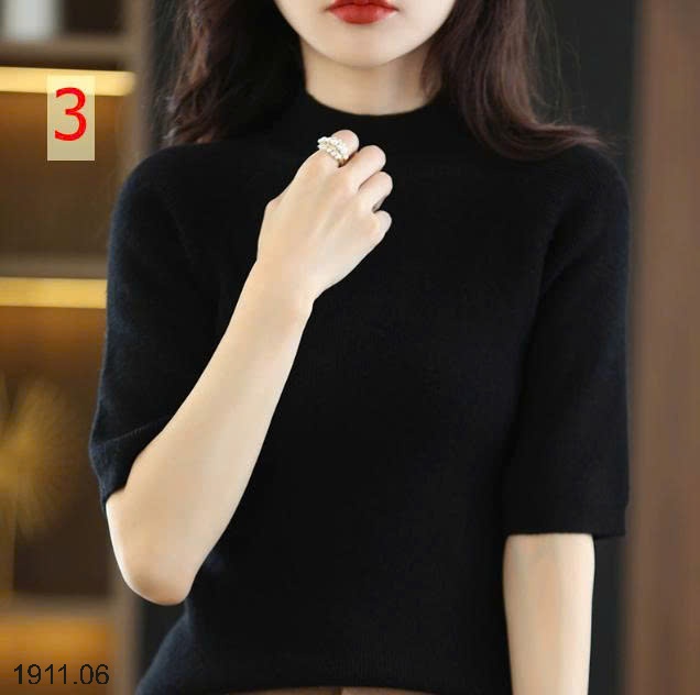 25HA1911.06 - ÁO LEN CỔ LỌ NỮ TAY LỬNG