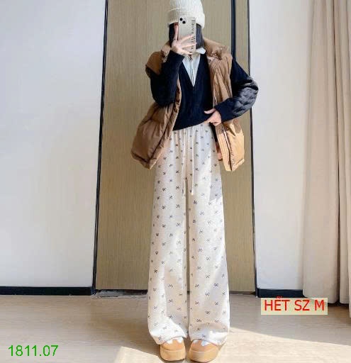 25HA1811.07 - QUẦN NỈ HOẠ TIẾT NƠ LÓT LÔNG