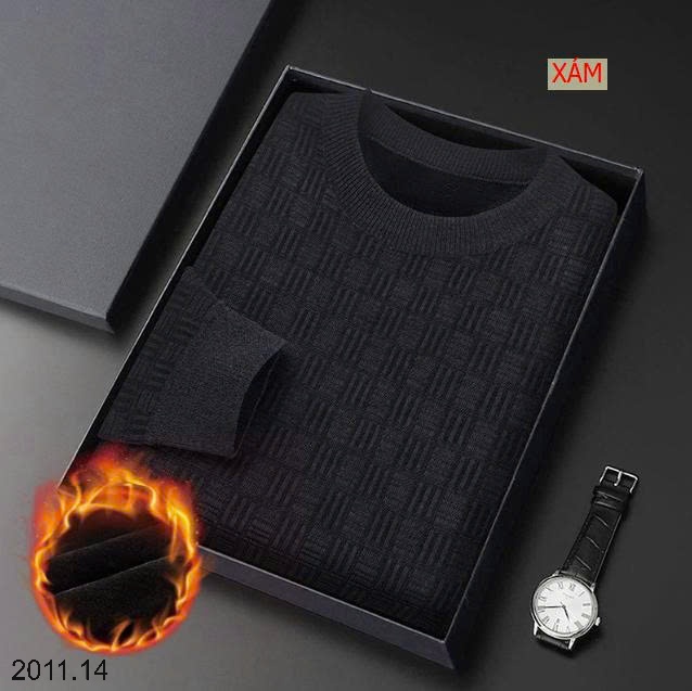 25HA2011.14 - ÁO LEN NAM CỔ TRÒN LÓT LÔNG DÀY ẤM