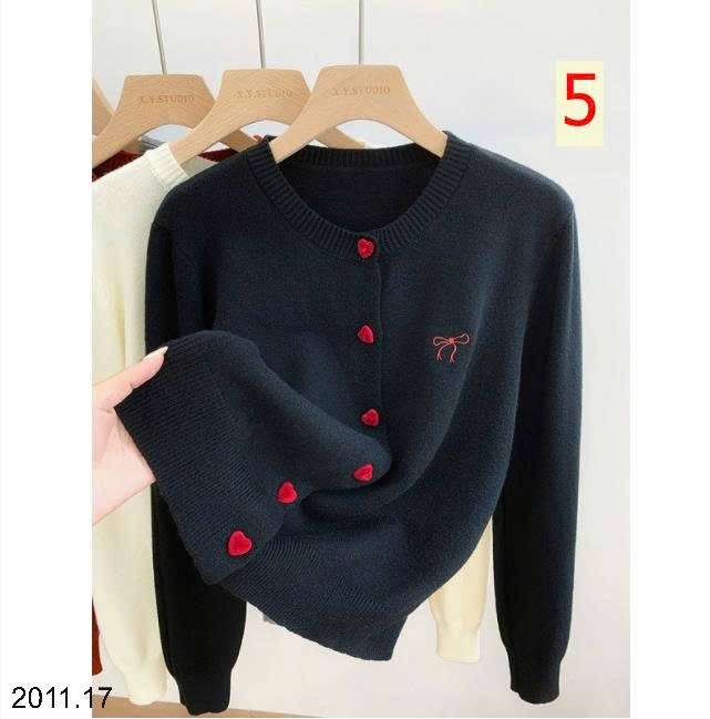 25HA2011.17 - ÁO CARDIGAN NƠ CÚC TIM CHO NỮ