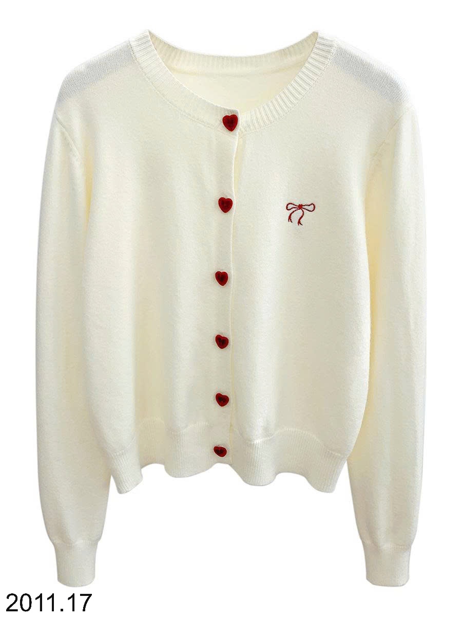 25HA2011.17 - ÁO CARDIGAN NƠ CÚC TIM CHO NỮ