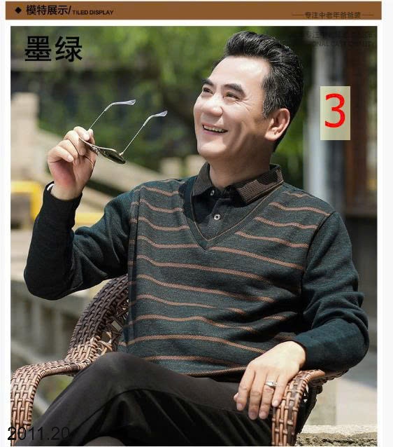 25HA2011.20 - ÁO LEN CỔ SƠ MI LÓT LÔNG TRUNG NIÊN TẶNG BỐ