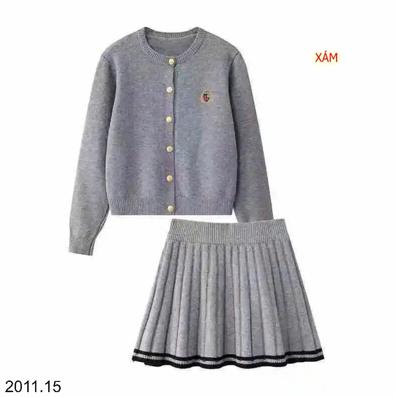 25HA2011.15 - SET VÁY LEN CHÂN VÁY XẾP LY CHO NỮ SIÊU XINH