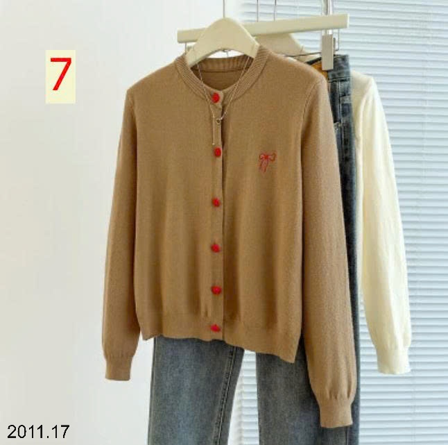 25HA2011.17 - ÁO CARDIGAN NƠ CÚC TIM CHO NỮ
