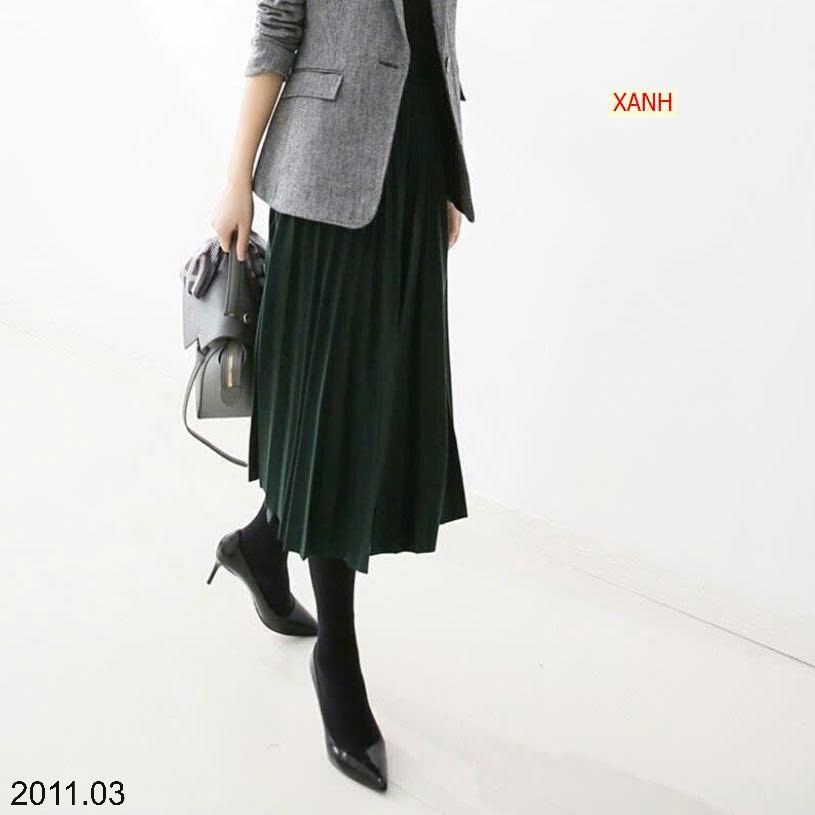 25HA2011.03 - CHÂN VÁY LEN XẾP LY MIDI